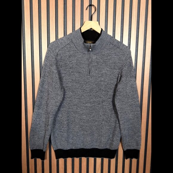 Garnet Clothier Sweater Medium Mens Gray 1/4 Zip 100% Wool Soft Knit Pullover